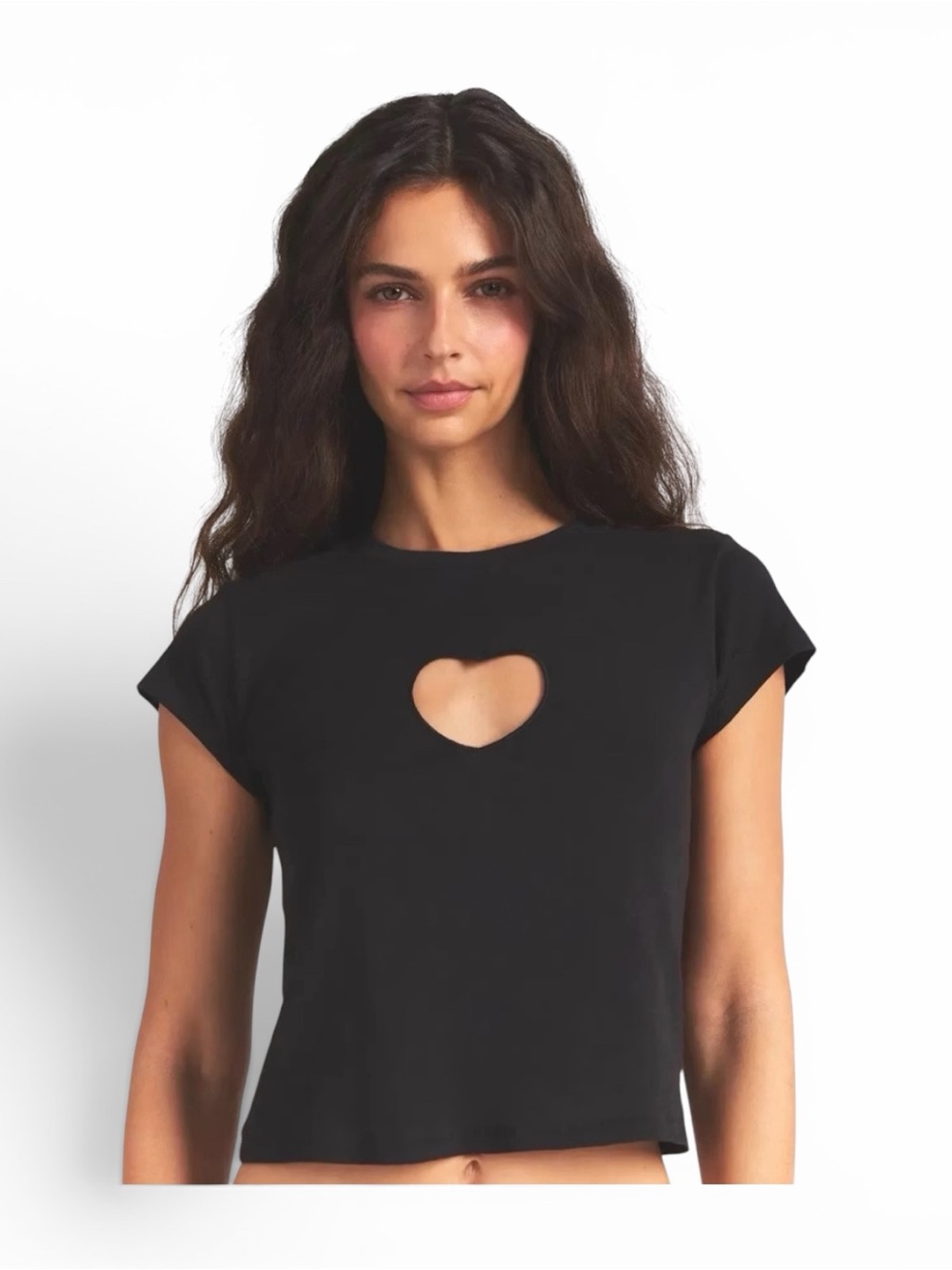 SKIMS Heart Cut-Out Baby Tee Black Size Medium
